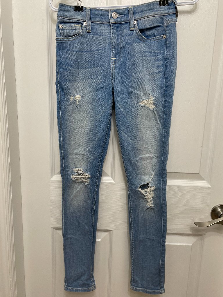 7 For All Mankind Ankle Gwenevere Distressed Skinny Jeans Size 25